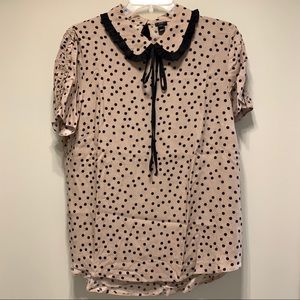 Polka dot print top with collar